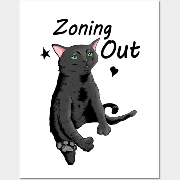 Black Cat Zoning Out Wall Art by Eccentric-ink